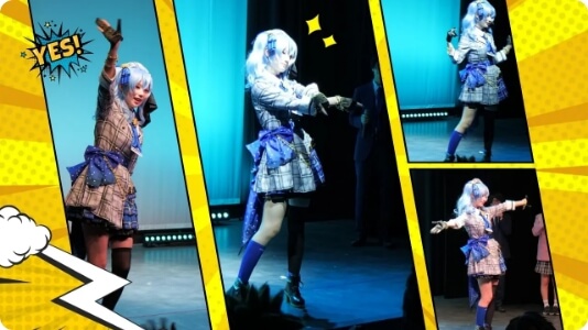 学園祭にゲストコスプレイヤーが参加した様子の写真